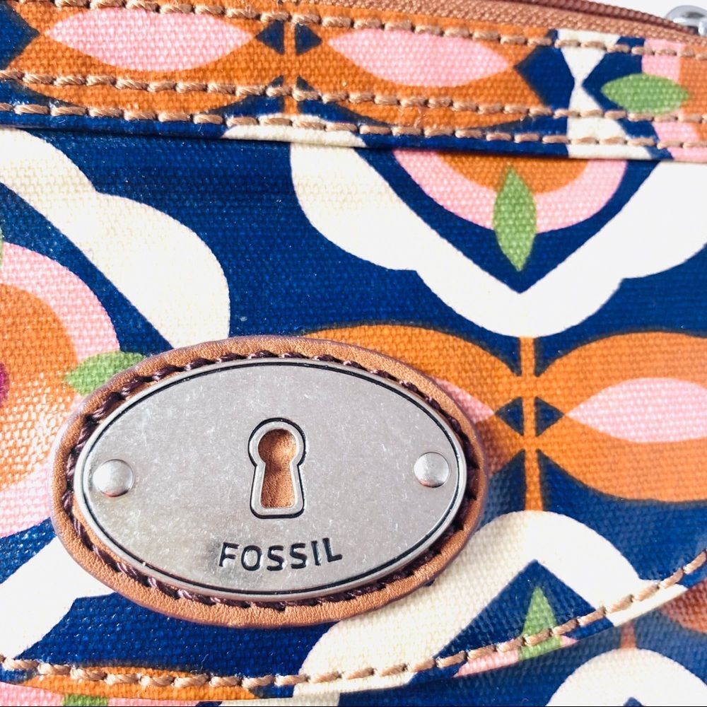 Fossil Key-Per Mini Crossbody Purse Multicolor Mod Floral Geometric Shoulder Bag - Picture 3 of 6